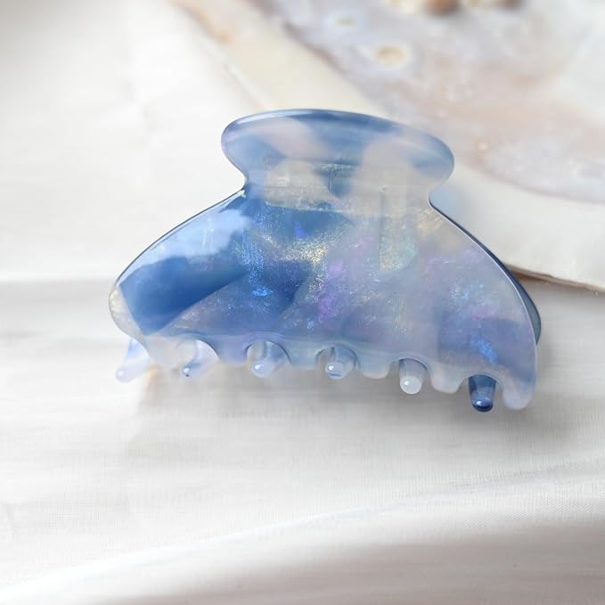 Handmade Celluloid Acetate French Design Barrettes Tortoise Shell Claws Hair Claw Luxury Fashion Accessories Hair Clip for Women (aespa blue)