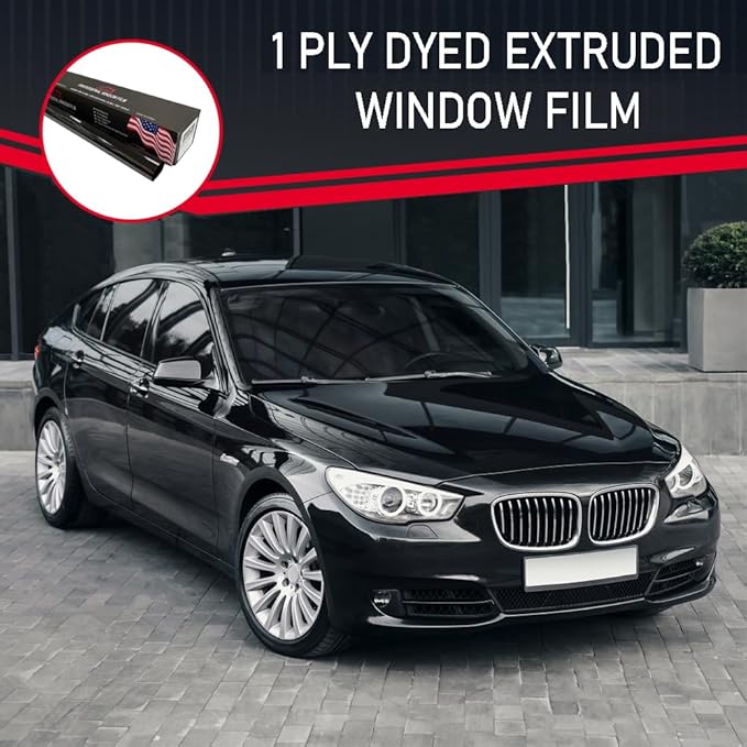 United Professional Window Tint 20% VLT 20"In x 100'Ft 1Ply Dyed Upgraded Film - Privacy Window Tint for Cars, Home, Blocks UV/IR Rays, Reduce Heat & Glare - Adhesive Window Film Standard Black Color