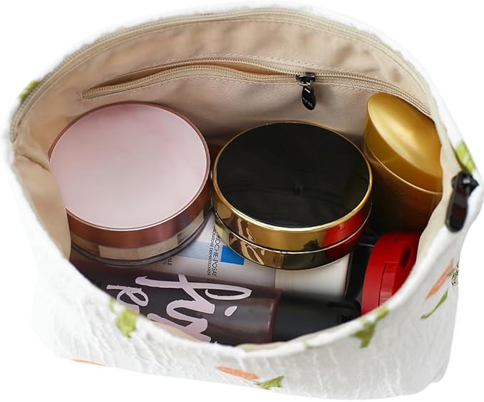 Floral Jacquard Makeup Bag - Large Capacity Cosmetic Pouch & Travel Toiletry Organizer with Zipper, Perfect for Daily Use, Gifts, and On-the-Go Essentials, Purses for Women Clearance