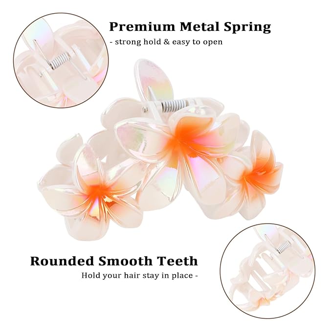 Hawaiian Flower Hair Clips Large Matte Hair Claw for Women Non-Slip Strong Hold Clips for Thick Hair, Hair Accessories