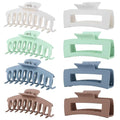 LuSeren 8 Pack Hair Clips for Women 4.3 Inch Large Hair Claw Clips for Women Thin Thick Curly Hair, Big Matte Banana Clips,Strong Hold jaw clips White Light Green Light Brown Light Gray