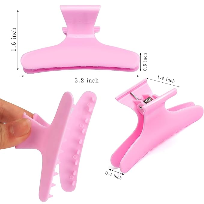 Ondder 48 Pcs Pink Butterfly Hair Clips for Styling and Sectioning - Pro Claws Clamps for Cutting, Coloring - Hair Accessories for Women Girls