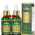Herbishh Ginger Essential Oil (2 x 30ml) for Hair Growth, Non Sticky, Hair Growth Serum Oil for Thicker, Strong and Glossier Hair, with Dropper