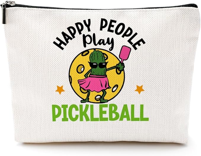 Pickleball Gifts Funny Makeup Bag Accessories Cosmetic Bag Zipper Pouch Pickleball Lover Gifts for Girls Women Fans Player Coach Mom Sister Christmas Birthday Gifts