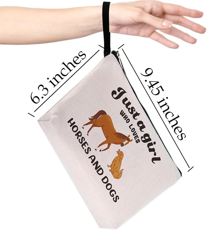 Funny Makeup Bag Dog Gifts Horse Gifts for Girls Women Girlfriend Bestie Daughter Best Friend Horse Stuff Dog Lovers Gifts for Women Cosmetic Bag Zipper Pouch Travel Bag Graduation Birthday Gifts