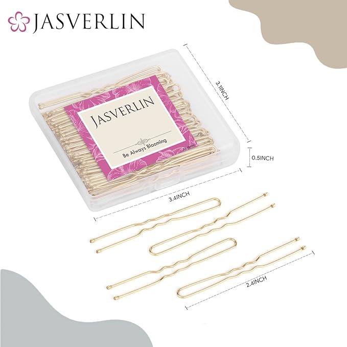 U Shaped Hair Pins Blonde, 2.4 Inch Women Buns Bobby Pins, Gold Long Bun Hairpins for Girls Thick Curly Wig Hair Styling Accessories Ballet 100 Pcs