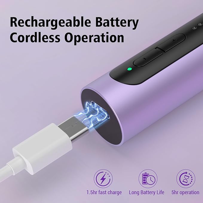 Electric Nail Drill Set, Cordless Electric Nail File Set Rechargeable, 5 Speed Portable Nail Drill Machine for Thick Nail Toenail Cuticle, Hand Feet Trimmer Buffer for Women Men Baby Pets