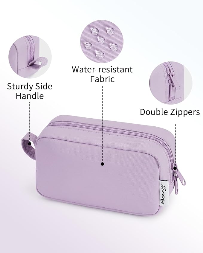Narwey Small Makeup Bag for Purse Travel Makeup Pouch Mini Cosmetic Bag Zipper Pouch for Women (Purple, Small)