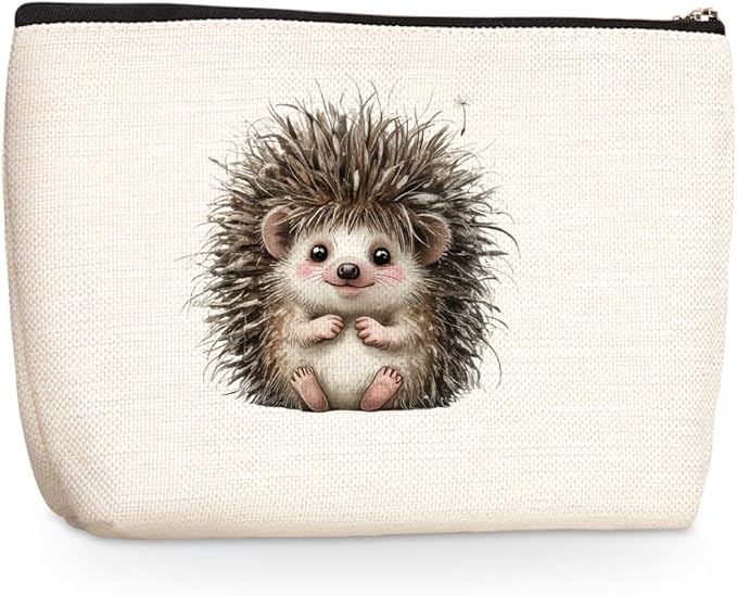 Wenboco Cute Hedgehog Makeup Bag, Travel Organizer Zipper Pouch Hedgehog Makeup Case Cosmetic Bags for Women, Portable Pouch Purse Travel Toiletries Accessories, Christmas Birthday Gifts for Women