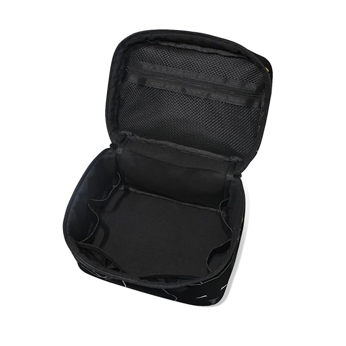 senya Travel Makeup Bags With Zipper Black Cats Pattern Cosmetic Bag Toiletry Bags Train Cases Storage Bags Portable Multifunction Case for Women Girls