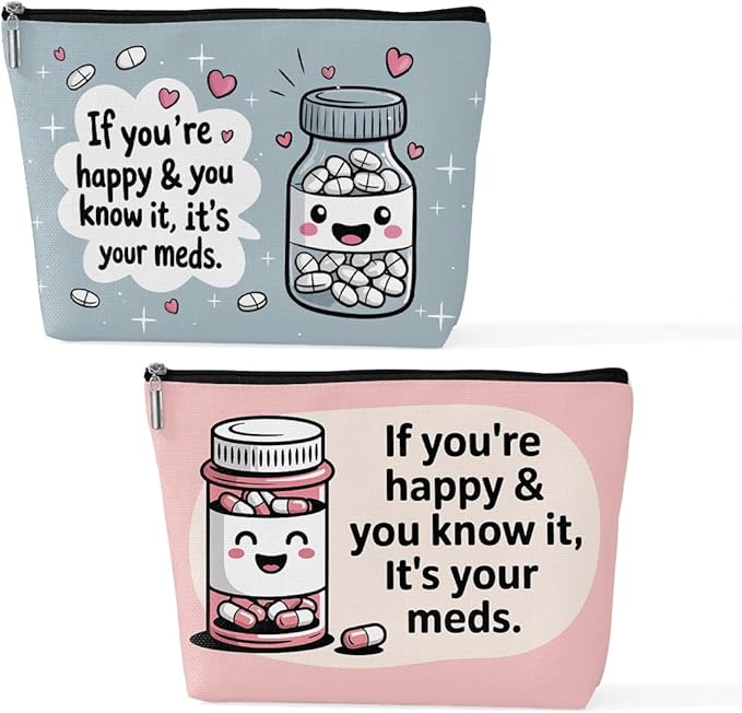 2 Pcs Medicine Makeup Bag, Large Capacity Travel Makeup Case Cosmetic Bags for Women, Portable Pouch Purse Travel Essentials Toiletries Accessories, Christmas Birthday Gifts for Women-2