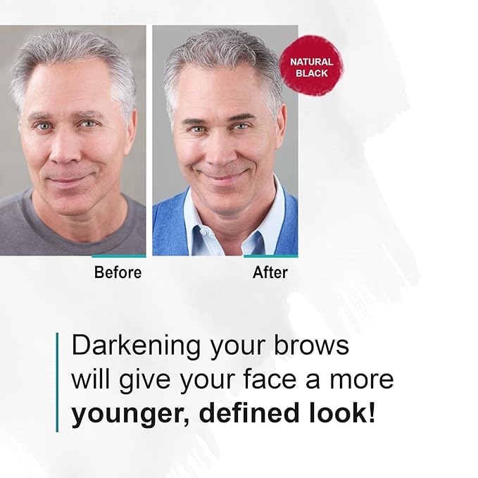 Sport Eyebrow Colorant, Men's Long Lasting Treatment to Cover Gray Brow Hairs, Natural Black