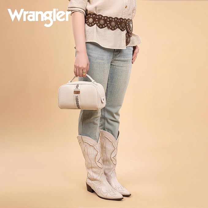 Montana West Wrangler Makeup Bags for Women Portable Toiletry Bag Small Travel Cosmetic Organizer for Gift Zipper Closure
