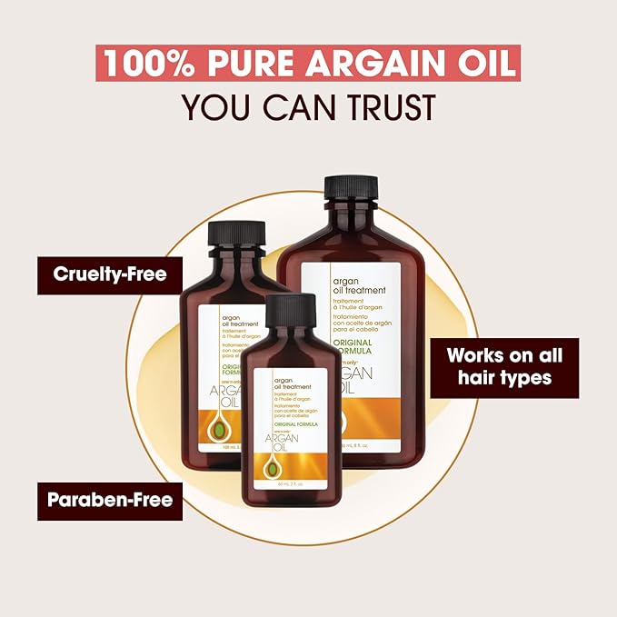 One 'N Only Argan Oil Hair Treatment - Lightweight & Hydrating Hair Oil for Natural, Wigs & Extensions - Shine Enhancing, Heat Protectant & Frizz Control (8 oz, 3pk)