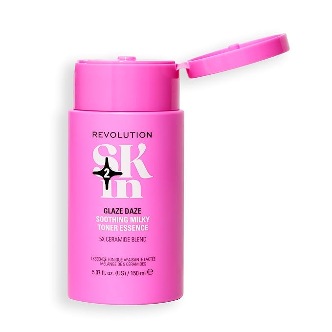 Revolution Skin, Glaze Daze Ceramide Soothing Milky Toner Essence, Facial Toner with Ceremides, Soothes & Calms Skin, Vegan & Cruelty-Free, 11.69 fl oz