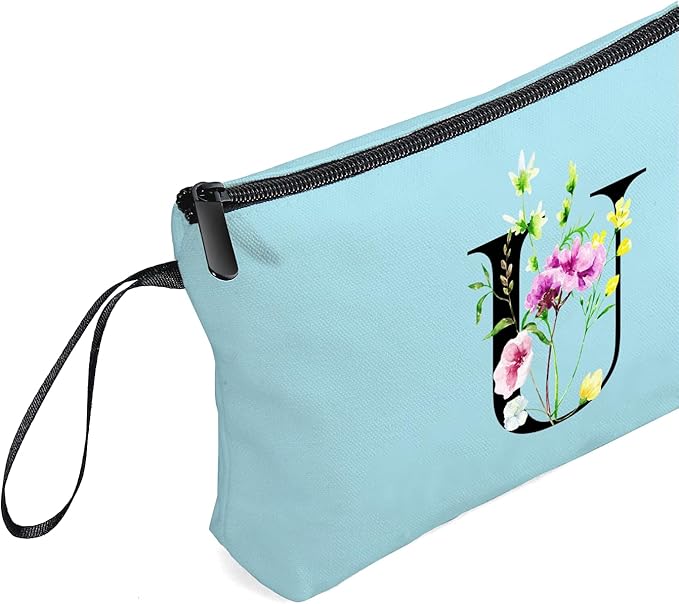 Birthday Thank You Appreciation Monogrammed Gifts for Mom Aunt Teacher Sister Friend Coworkers Bride Bridesmaid Makeup Cosmetic Bag with Mirror Mothers Day Christmas Graduation U