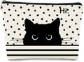 Cat Makeup Bag - Black Cat Purse, Small Cute Makeup Bag Cosmetic Bag For Women & Teen Girls, Cat Lady Gifts For Women (Polka Dot)