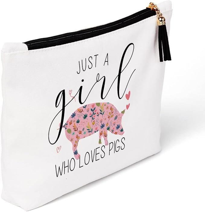 Pig Gifts for Lovers, Stuff Merch Decor, Women, Christmas Birthday for Owners, Farmer, Breeder, Crazy Lady Makeup Bag - Wise Women Getting A Pig