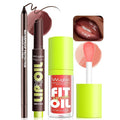 Dark Brown Lip Liner and Lip Gloss Set, Lip Combo Moisturizing Lip Balm Oil Plumping Lips Pencil Lightweight Non Sticky Tinted Lip Click Balm Liquid Lipstick Makeup for Women