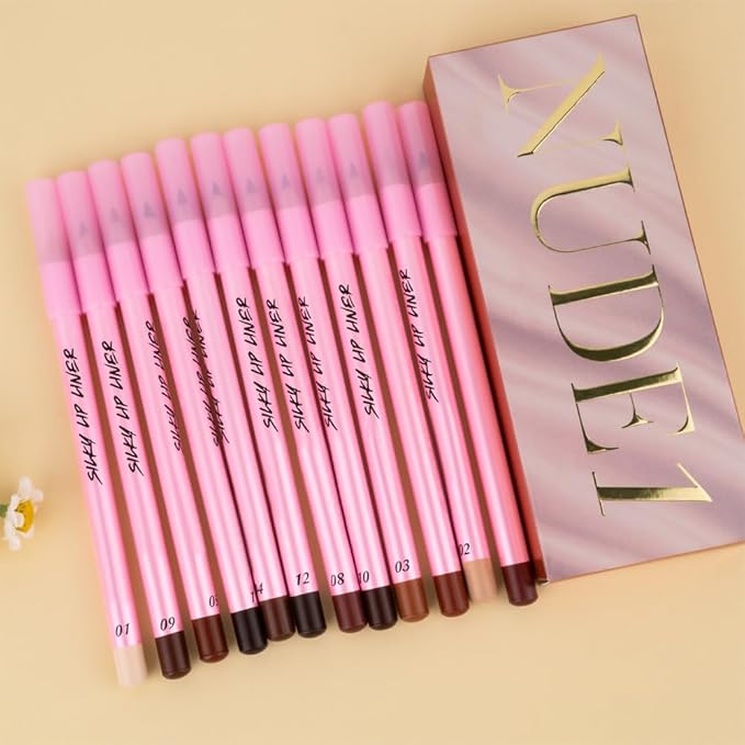 12Pcs Matte Lipstick Crayon Lip Liner pencil Set, Creamy & Hydrating Matte Lip Pencil, Smudge-Proof, Long-Wear Waterproof Lipstick Liner to Create Perfect Lip Makeup (12pcs) Set #01