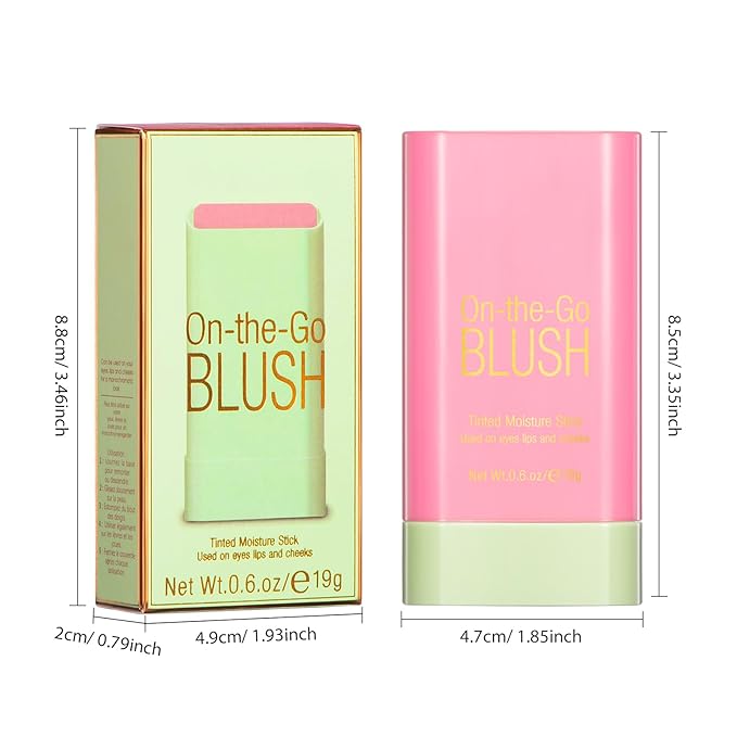 Blush Stick for Cheeks - Cream Makeup Blush Wand, Solid Moisturizer Stick for Cheeks Tint, Natural Blendable Waterproof Korean Matte Long-Lasting Smooth Blushes (#01 Shy Pink)