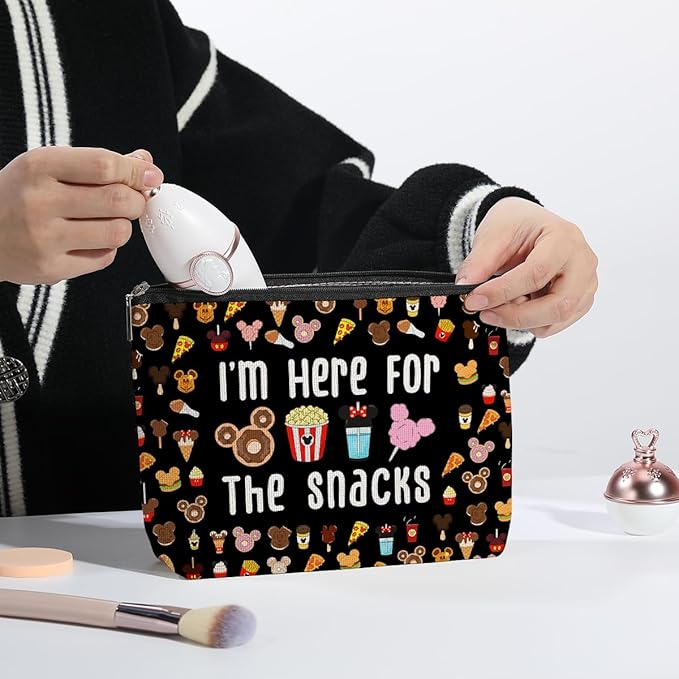 Magic Kingdom Lover Gift Halloween Snacks Cosmetic Bag Snacks Bag for Travel Cute Toiletry Bag for Girls Teens Friends Makeup Organizer Zipper Pouch (for The Snacks Black)