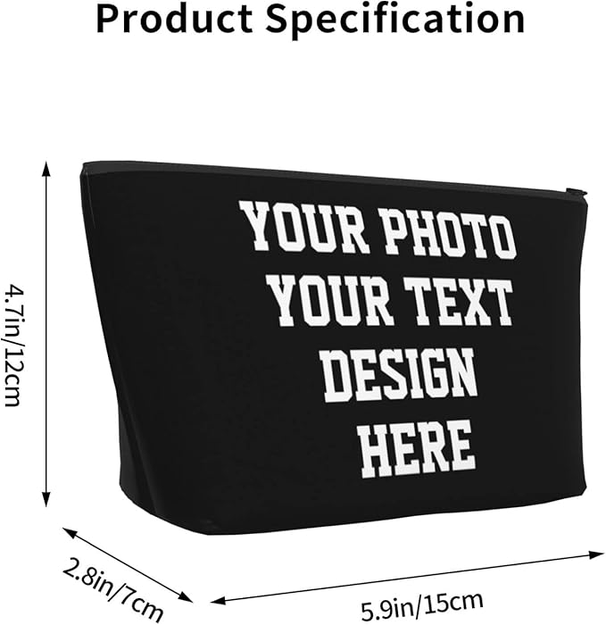 Custom Makeup Pouch Gifts Personalized Make-up Bag for Women -Customized Organizer Cosmetic Bag for Girls Add Your Photo or Text Design Toiletry Travel Purse Case