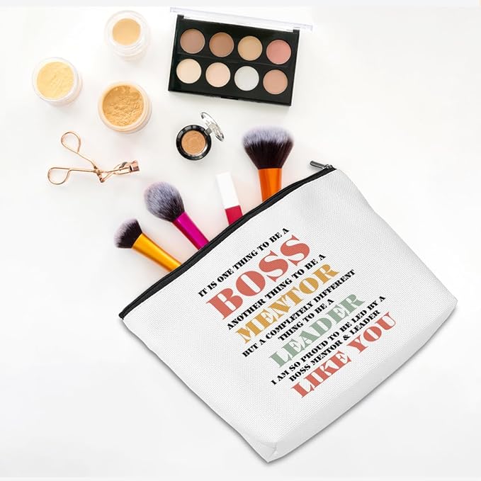 Boss Gifts Makeup Bag Leadership Gifts Boss Lady Gifts for Women Thank You Gifts Cosmetic Bag Inspirational Zipper Pouch Appreciation Gifts for Coworkers Supervisor Mentor Christmas Birthday Gifts