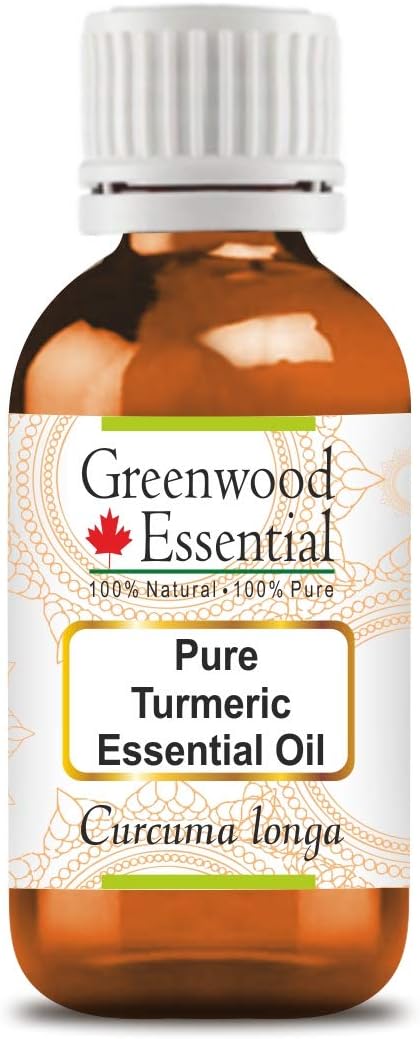 Greenwood Essential Turmeric Essential Oil (Curcuma Longa) Pure | Non-Sticky | Non-Greasy | Lightweight | Men & Women | All Skin Types | Steam Distilled 30ml (1 oz)