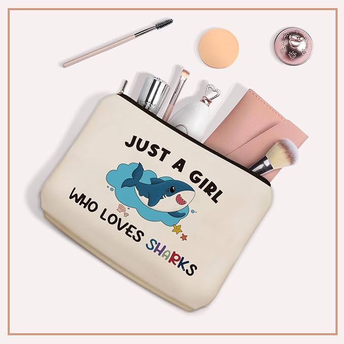 Shark Makeup Bag Christmas Gifts: Sharks Themed Cosmetic & Toiletry Organizer Pouch For Daughters, Sisters, Niece, Mom, Friends,Teen Girls & Women.Ideal Shark Lover Gift For Travel, Birthdays.