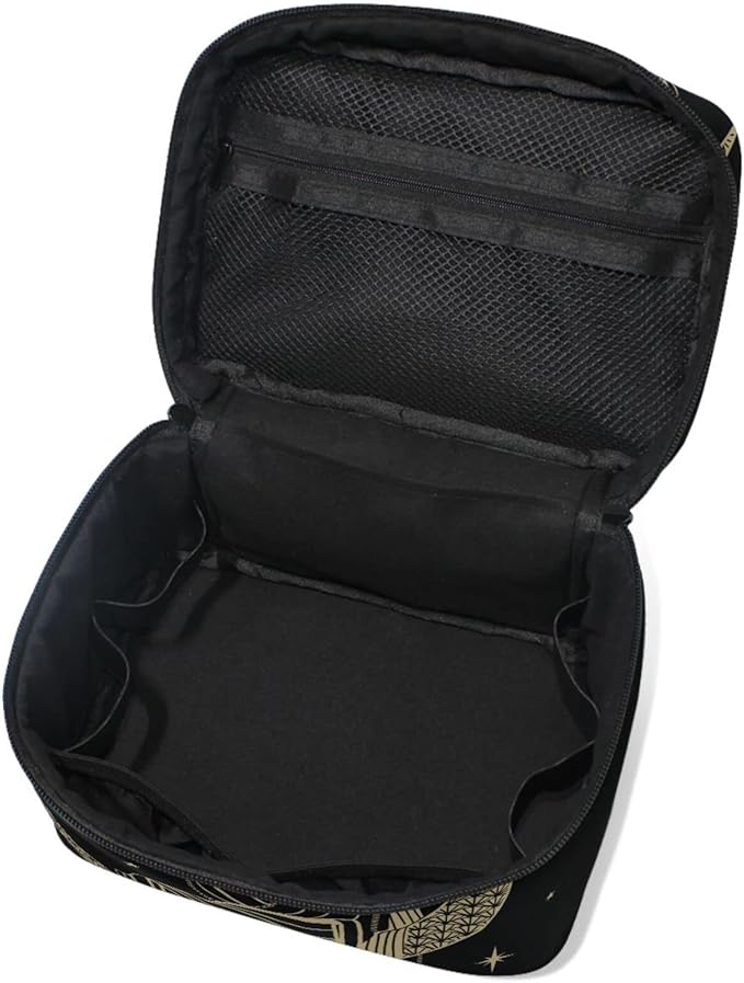 Makeup Train Case Sacral Night Girl On Moon Korean Carrying Portable Zip Travel Cosmetic Brush Bag Organizer Large for Girls Women