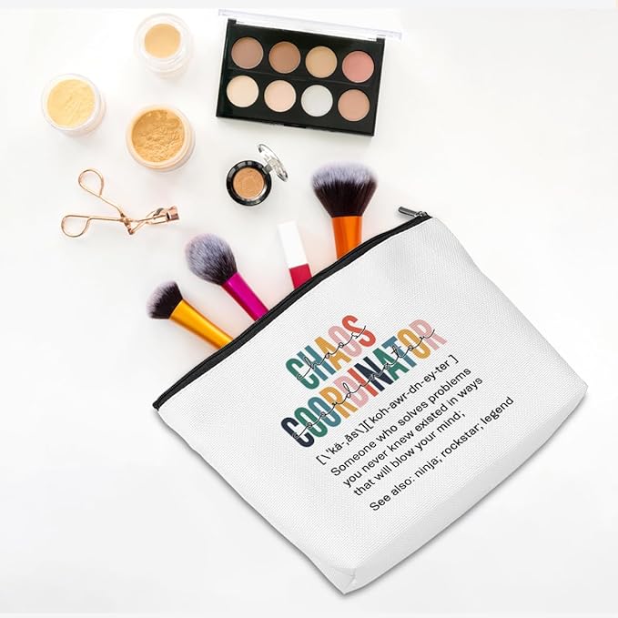 Chaos Coordinator Makeup Bag Chaos Coordinator Gifts for Women Thank You Gifts Cosmetic Bag Zipper Pouch Appreciation Gifts for Coworkers Boss Lady Mentor Coach Leader Christmas Birthday Gifts