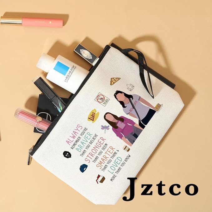 Makeup Bag Gil-more Girls TV Merchandise Luke Fans Gift Lorelai and Rory Fans Gift Luke Cosmetic Bag Inspirational Christmas Birthday Gifts for BFF Friends Mom Daughter Sister You Are Braver Stronger