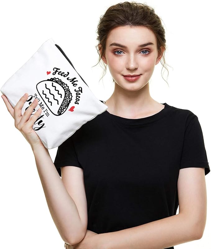 Funny Makeup Bag Gift for Women Best Friends Sister Taco Lover | Cute Taco Makeup Zipper Pouch Bag Cosmetic Travel Accessories Bag Toiletry Case Gifts for Birthday Christmas