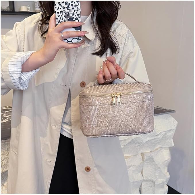 EURYNOME Makeup Bag with Custom Letter J, Water-Resistant Travel Organizer Pouch, (8.3x5.1x5.1 Inch) Cosmetic Case for Women