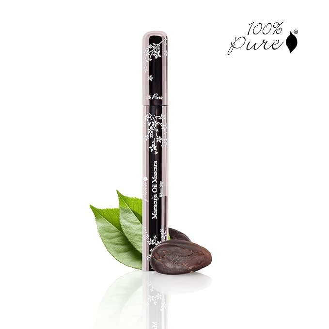 100% PURE Maracuja Oil Mascara Dramatic Intense Volume & Length Natural Fruit Pigmented Voluminous Eyelash Makeup No Clumping, Smudging or Flaking - Vegan, Dark Chocolate Color - 0.35 oz