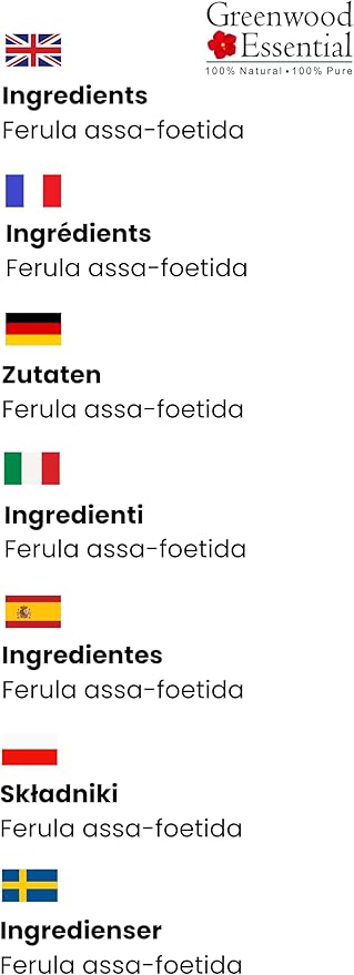 Greenwood Essential Asafoetida (Heeng) Essential Oil Pure | Non-Sticky | Non-Greasy | Lightweight | Men & Women | All Skin Types | Steam Distilled 5ml (0.16 oz)