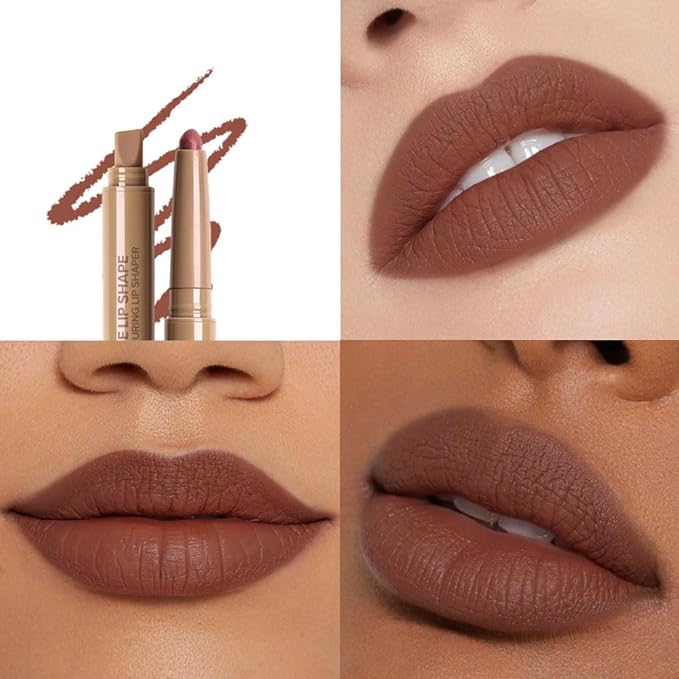 SUAKE Plump Matt Lipstick Lipliner Pencil Pack,Waterproof Crayon with Silicone Smudger for Define Contours & Sculpting Lip, Longwear Moisture Smooth Creamy Formula for Lip Makeup-07 Mocha