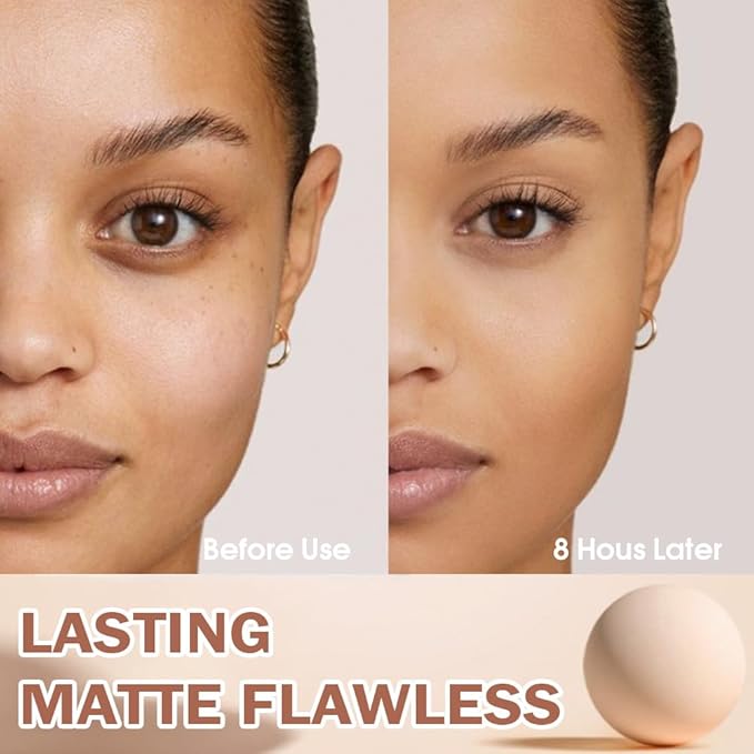 Oil Control Matte Perfection Face Powder Compact For Women, Matte Smooth Flawless Setting Powder Makeup, Polvo Compacto De Maquillaje, Waterproof Long Lasting, 0.35Oz (03 Pure Beige)