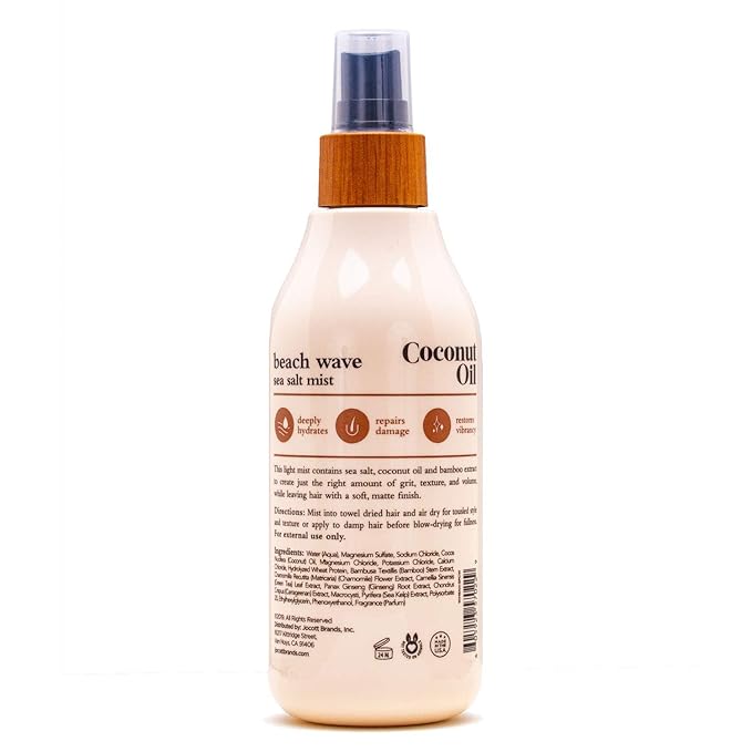 Oliology Coconut Oil Beach Wave Sea Salt Mist Spray - Light Mist Gives Hair Soft Beachy Waves Without Stiffness | Creates Volume | Long Lasting | Made in USA, Cruelty Free & Paraben Free (8oz/2 Pack)
