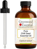 Greenwood Essential Pure Chilli Seed Essential Oil (Capsicum annum) with Glass Dropper Steam Distilled 120ml (4 oz)
