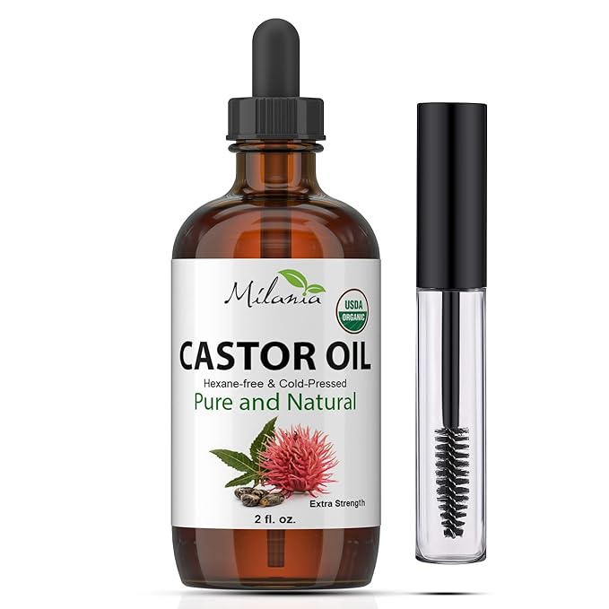 Premium Organic Castor Oil (2 fl. oz.) - Pure Cold-Pressed Beauty & Skincare Serum - Eyelash & Eyebrow Hair Growth Enhancer