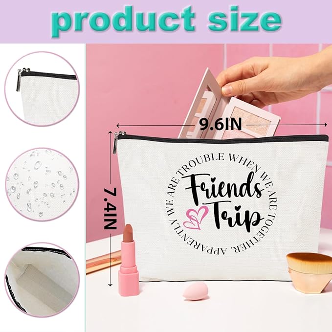 4PCS Girls Trip Gifts Girls Friends Trip Makeup Bag Girl Weekend Gifts Summer Gift Cosmetic Bag Toiletry Bag Weekender Bags for Women Daughter Best Friend Friendship Bachelorette Party Birthday