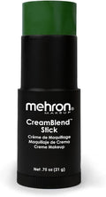 Mehron Makeup CreamBlend Stick | Face Paint, Body Paint, & Foundation Cream Makeup | Perfect for Halloween .75 oz (21 g) (Green)