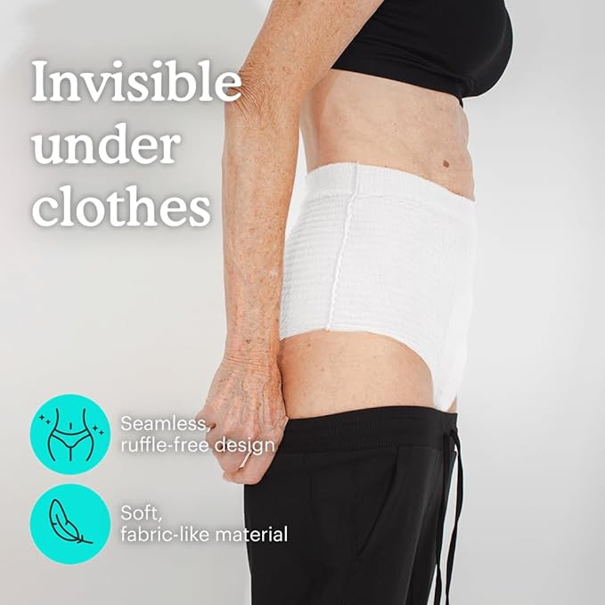 Because Adult Incontinence Underwear for Sensitive Skin - Women - Premium Overnight Disposable Briefs, Anti Odor - White, X-Large - Absorbs 6 Cups - 48 Count (4 Packs of 12)