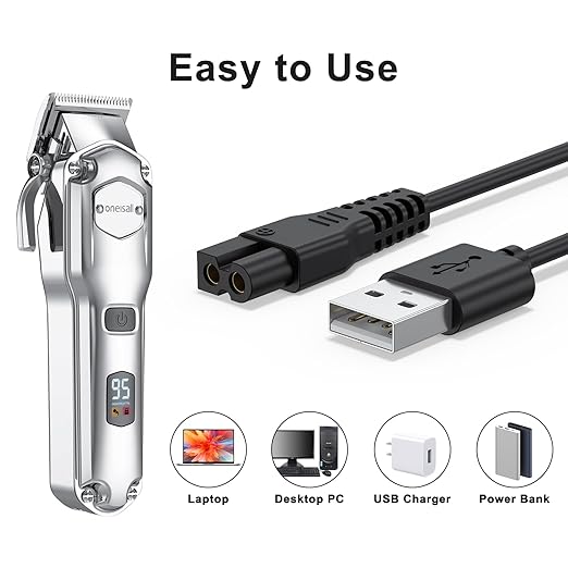 Meliya USB Charger for oneisall Low Noise Dog Clippers, 3.3ft Replacement Charging Cord for oneisall Dog Paw Trimmer, for SUPRENT Hair Clippers, Small Cat Grooming Clippers