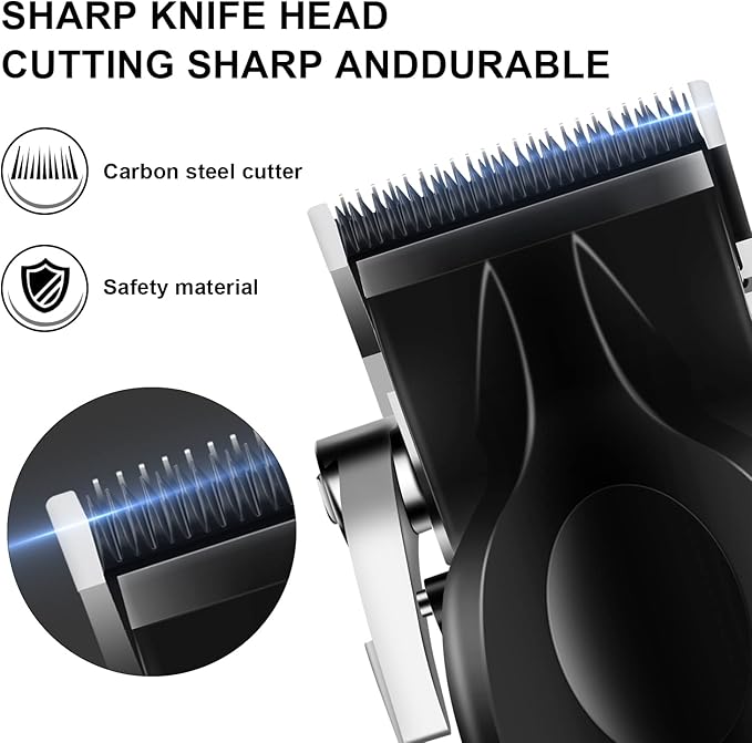 KEMEI Black Hair Clippers for Men， Adjustable Blade Cordless Clipper Professional Barber Clippers， USB Rechargeable Wireless Haircut Clippers km-2296