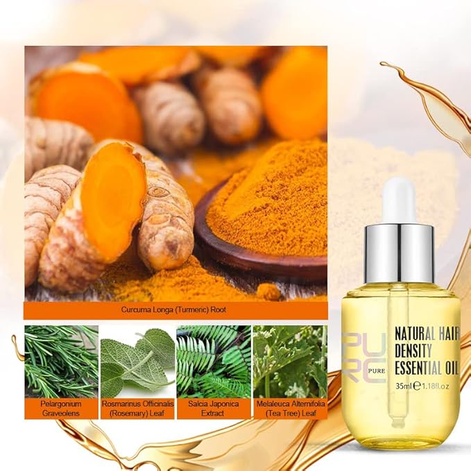 PURC Natural Hair Density Essential Growth Oil for Men and Women Damaged Hair, Veganic, HuaQing 2 Pcs,