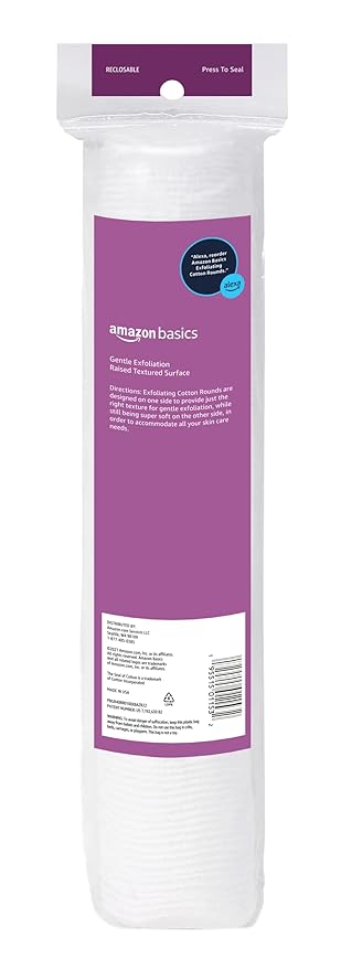 Amazon Basics Exfoliating Cotton Rounds, 100 Count (Pack of 1)