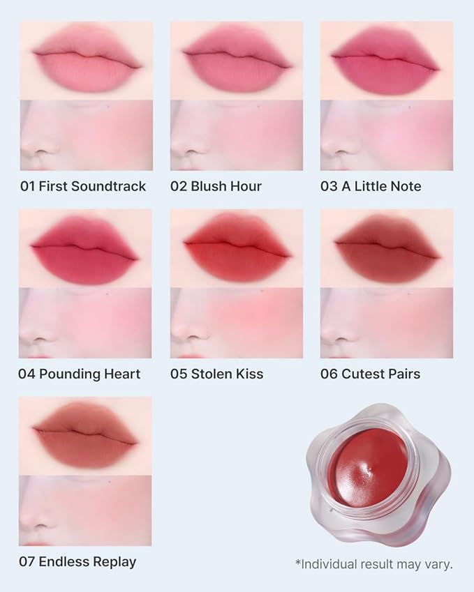 DEARMAY Pure Falling Mood Lip Pot No. 01 Firtst Soundtrack 0.23 Oz. Vegan Lip Stain Lip & Cheek Multi-Use Tint With Hydrating Formula for Smooth Soft Blend Without Dryness or Fine Lines, Korean Makeup